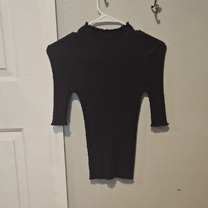 NWOT LOFT Charcoal Ribbed Knit Top